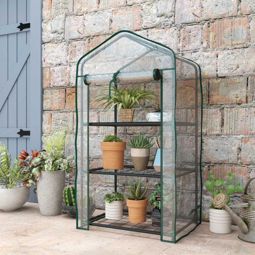 Serra da Giardino 3 Ripiani ¨C Zephmum ¨C Verde 59x39x127 cm