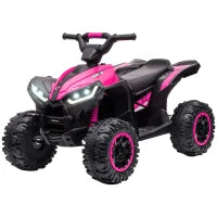 Quad Elettrico per Bambini 12V, 2 Velocità, Ruote Larghe con Clacson e Fari LED, Età 3-5 Anni, Rosa