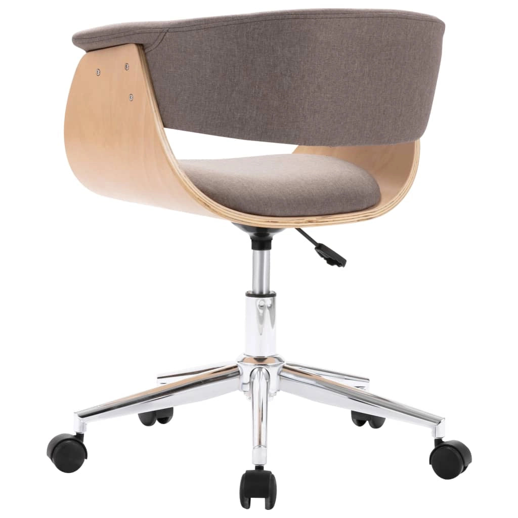 Sedia girevole da ufficio/studio in legno curvato e tessuto color tortora 02_0024177
