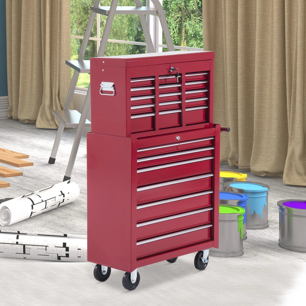 Carrello portautensili con cassettiera ¨C Xylo ¨C rosso con cassetti chiudibili a chiave