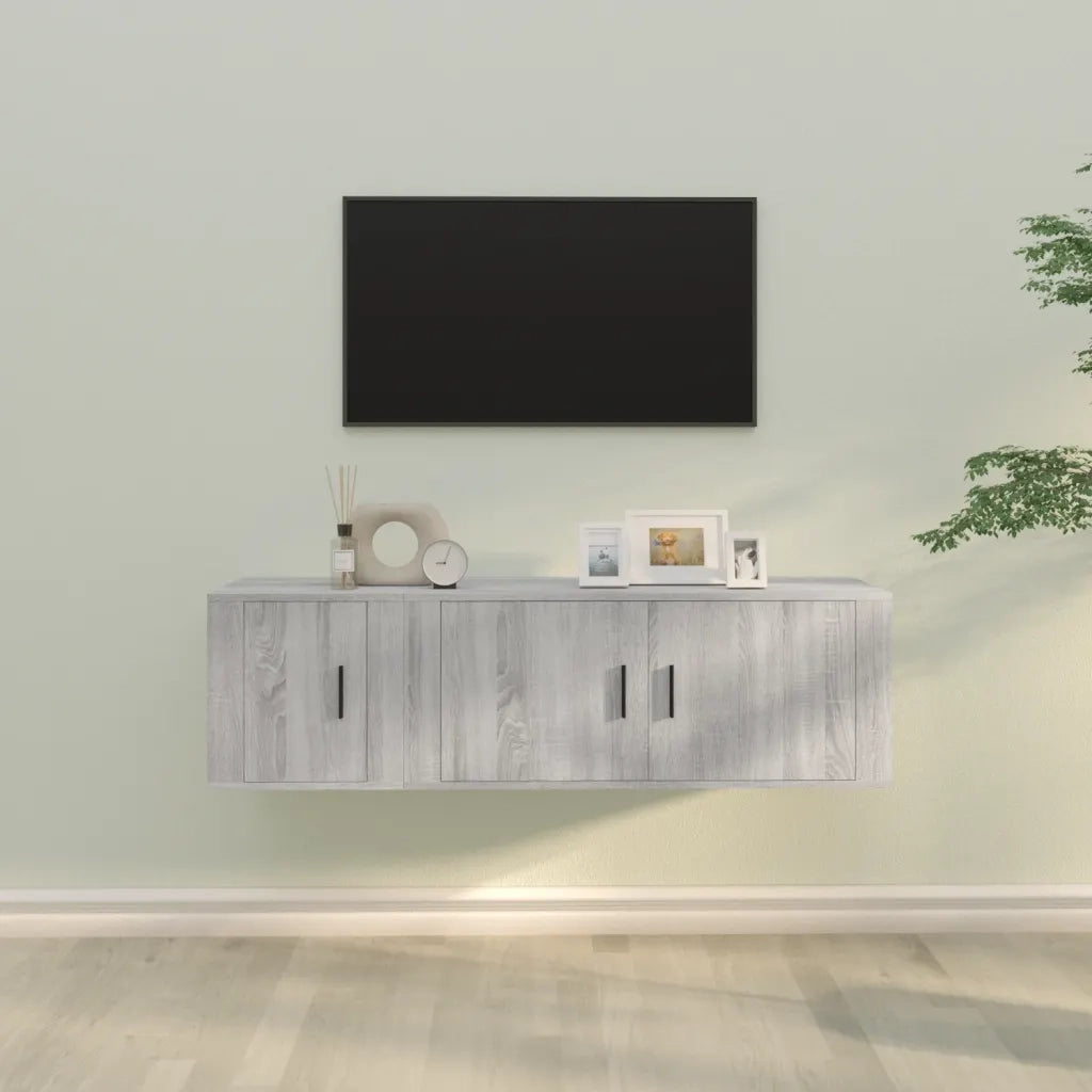 Set Mobili Porta TV 2 pz-Credenza per TV Grigio Sonoma in Legno Multistrato