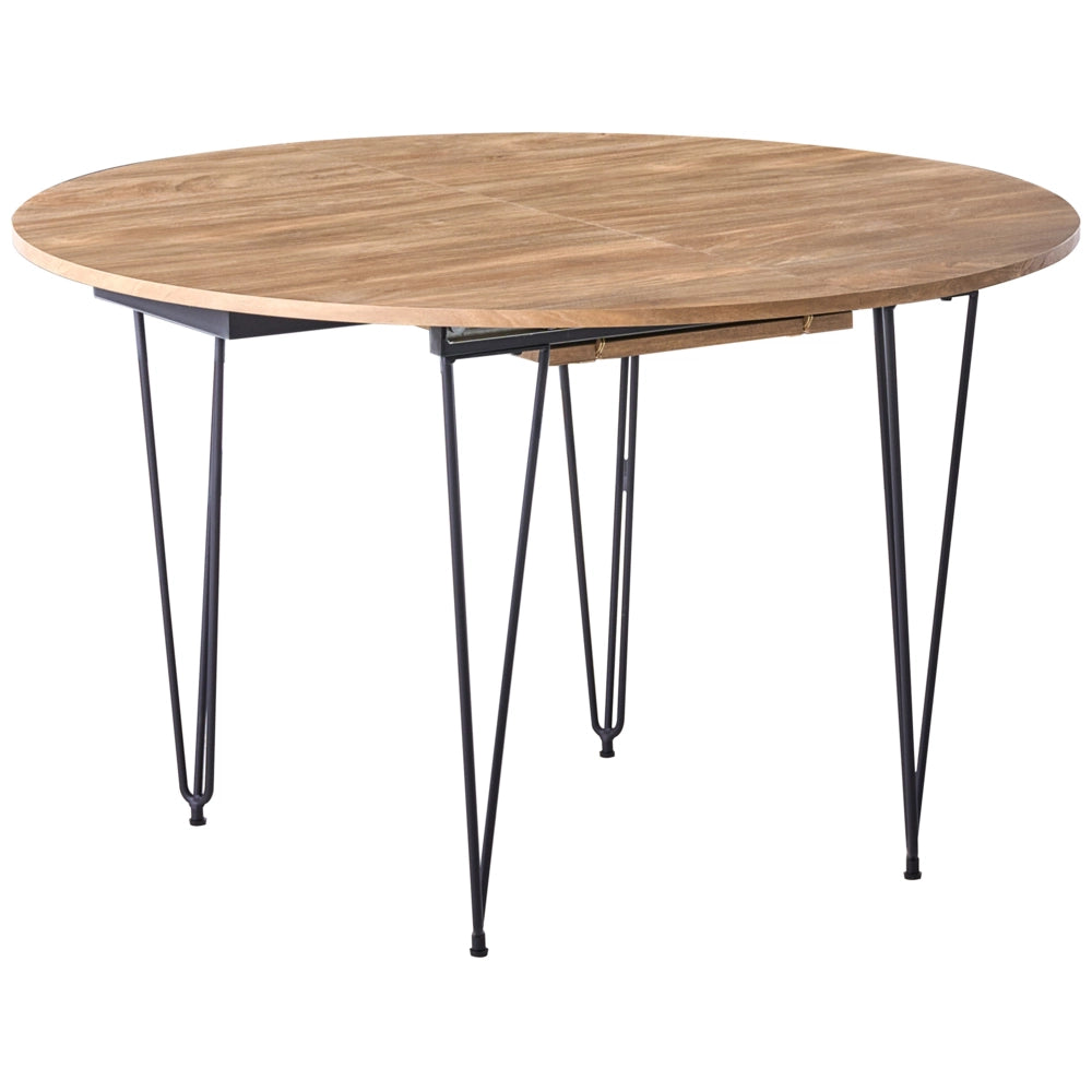 Tavolo da pranzo allungabile Marrone MDF Gambe in metallo 120/160 x 120 cm Meccanismo ad ala di farfalla Ovale