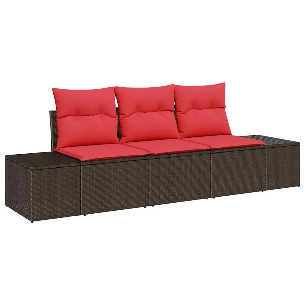 Set di divani con cuscino 3 pcs Marrone polyrattan