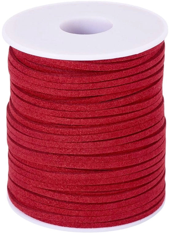 Cordone in Faux Suède 2,5 mm - 45 m - Rosso Scuro - Fatto a Mano - Resistente e Durevole - Ideale per la Creazione di Gioielli - Cordone per Gioielli