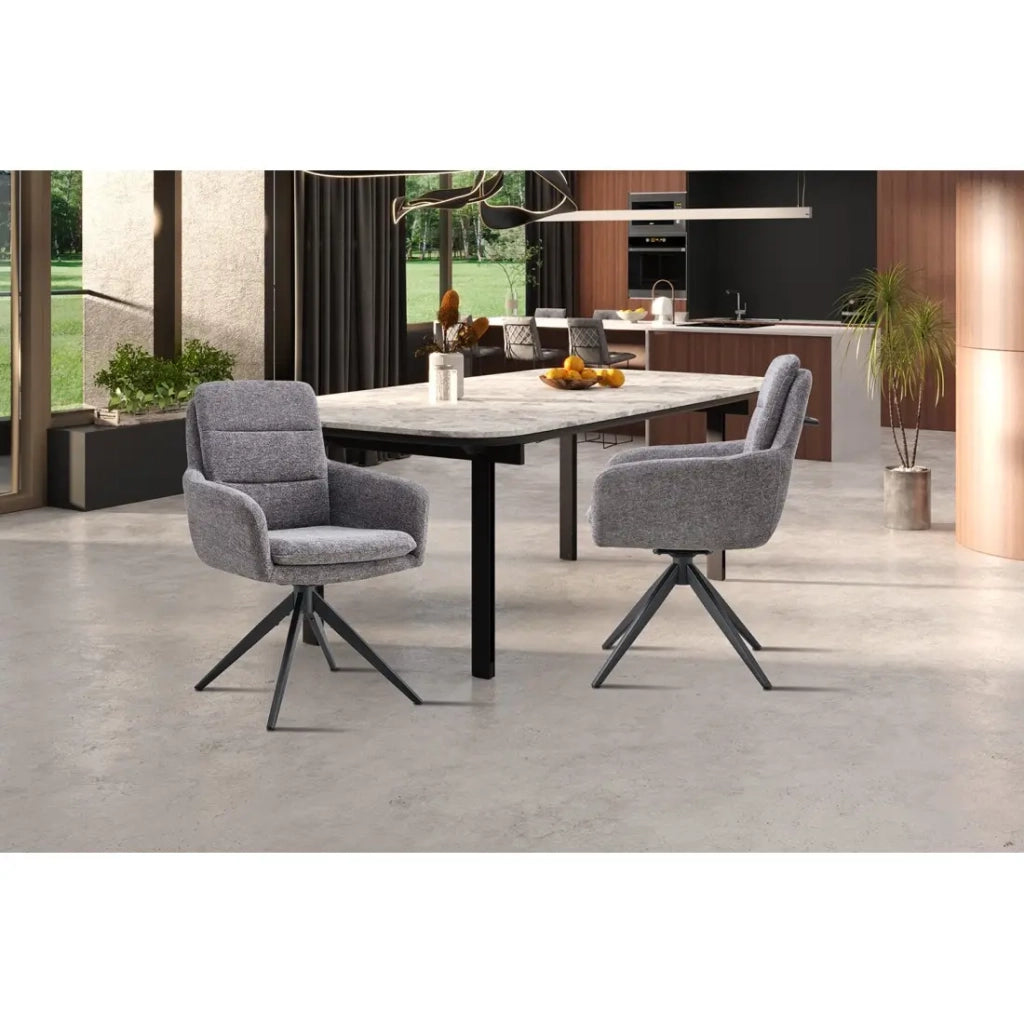 Set di 2 poltrone KAVINA – Tessuto grigio scuro – Gambe in metallo – Con braccioli – Design elegante e avvolgente