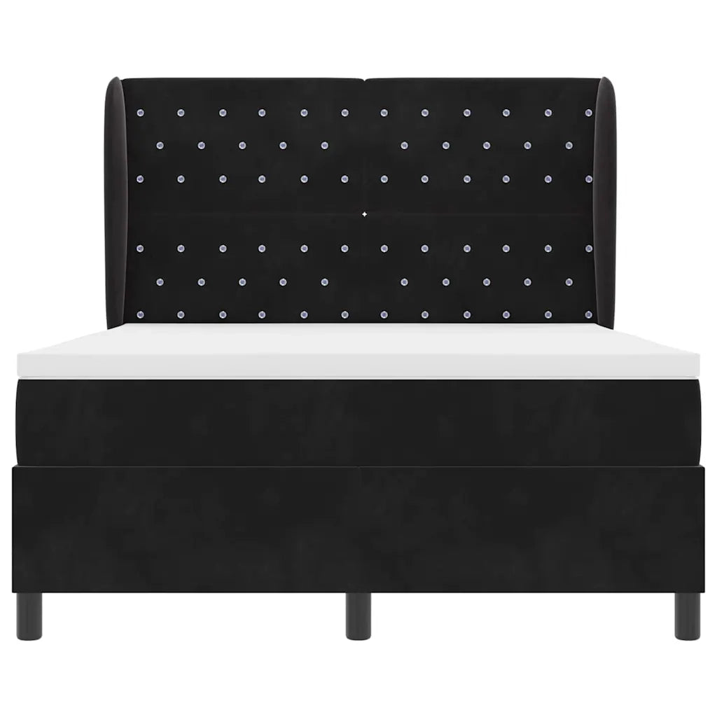 Letto a molle con materasso Nero 190 x 140 cm Poliestere 3340870