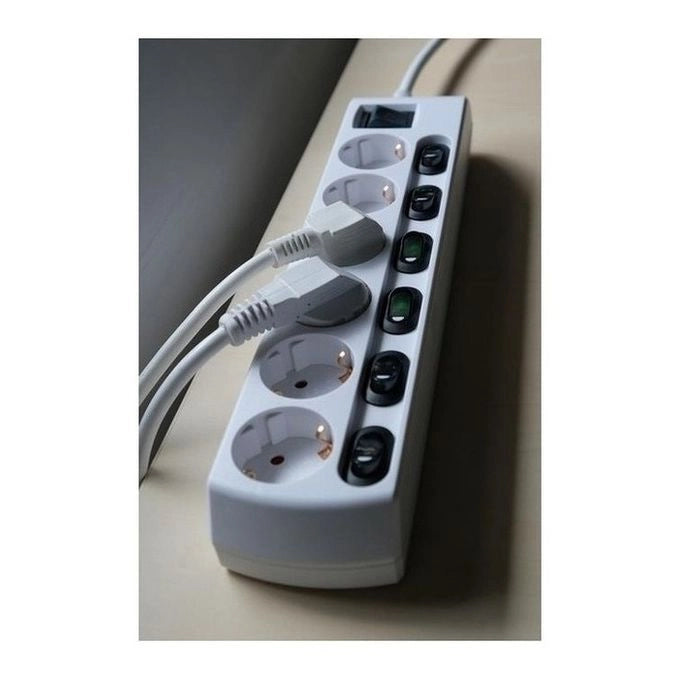 Brennenstuhl 1153110126 Multipresa a 6 prese commutabili singolarmente con cavo da 2 m H05VV-F 3G1,5 colore Bianco