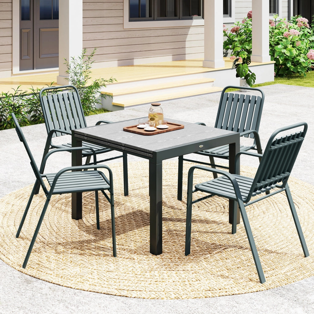 Sedia da giardino impilabile con schienale alto e braccioli ¨C zephmum ¨C grigio 56x66x91 cm