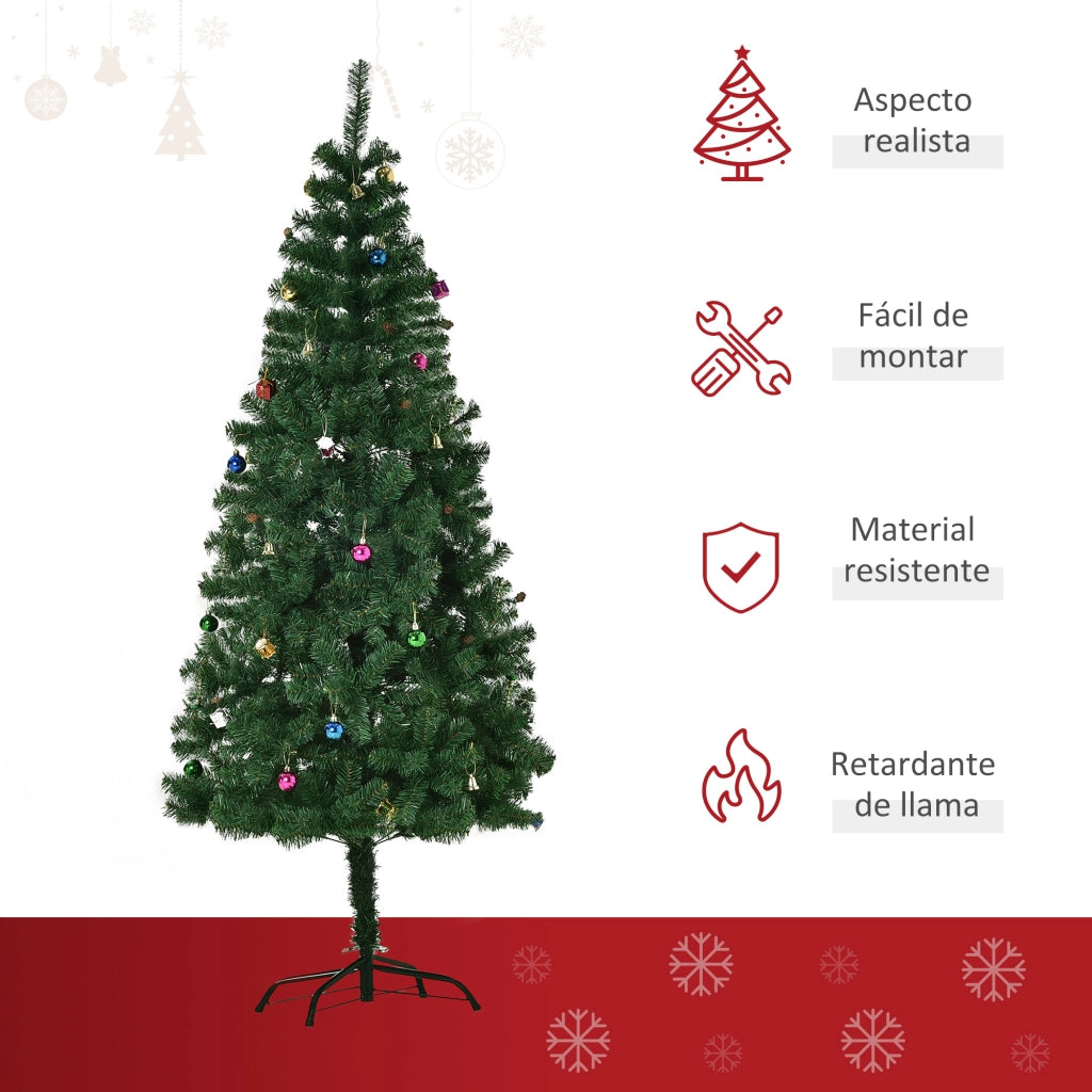 Albero di Natale Artificiale 180 cm Verde ¨C zephmum ¨C con 624 Rami e Decorazioni