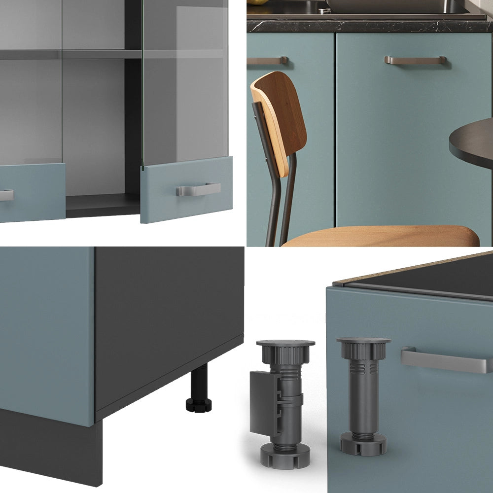 Vicco Cucina monoblocco Blu-grigio/antracite 140 cm , PL Marmo