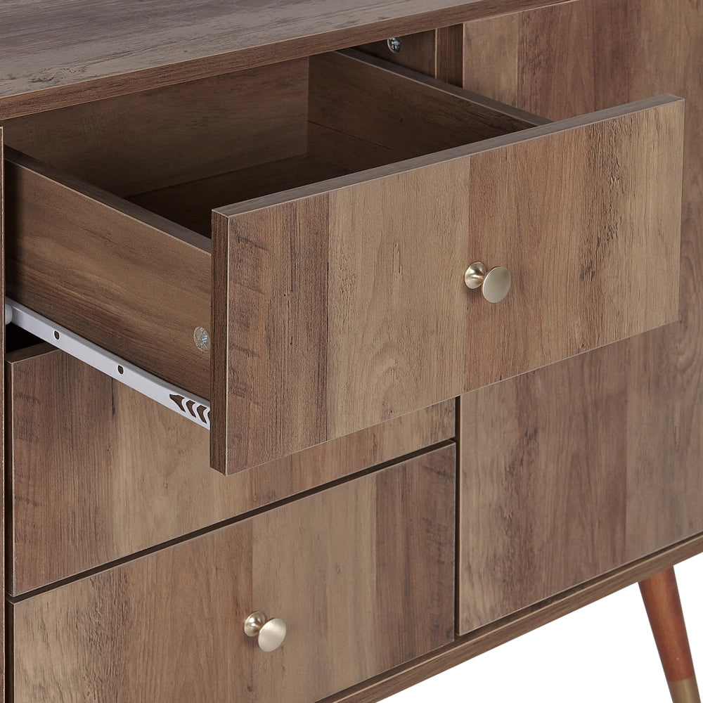 Madia credenza in legno scuro 2 ante 3 cassetti Mobile contenitore in stile rustico