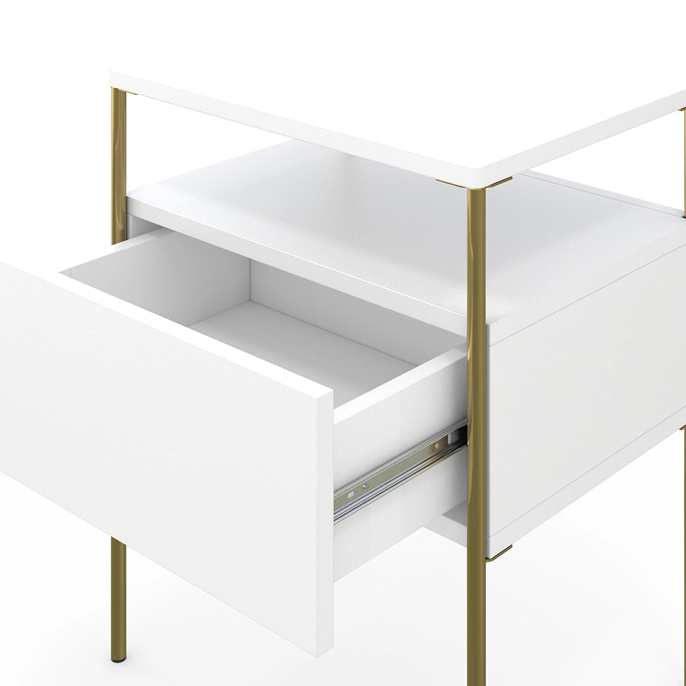 Vicco Comodino camera da letto Bianco/Oro 40 x 50 cm