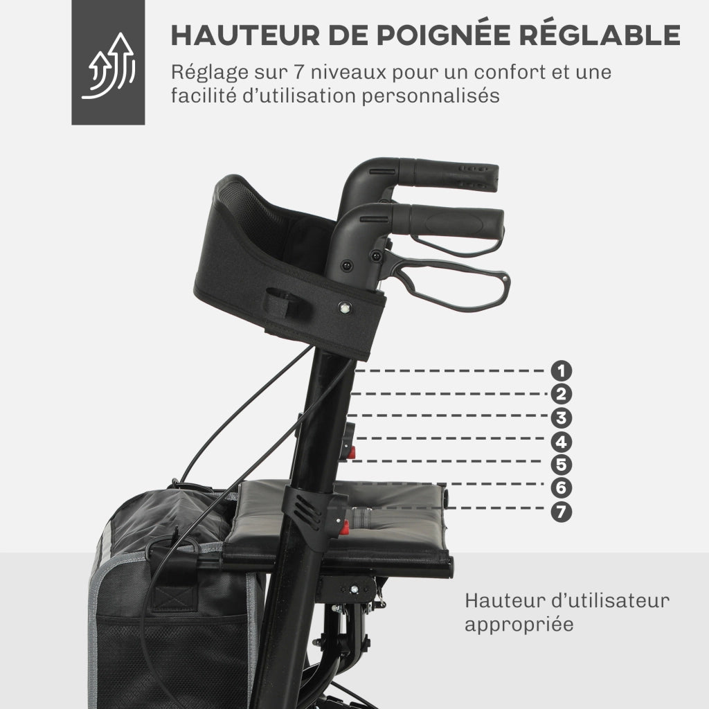 Rollator pieghevole 4 ruote ¨C ZephMum ¨C 69x64x98,5cm nero