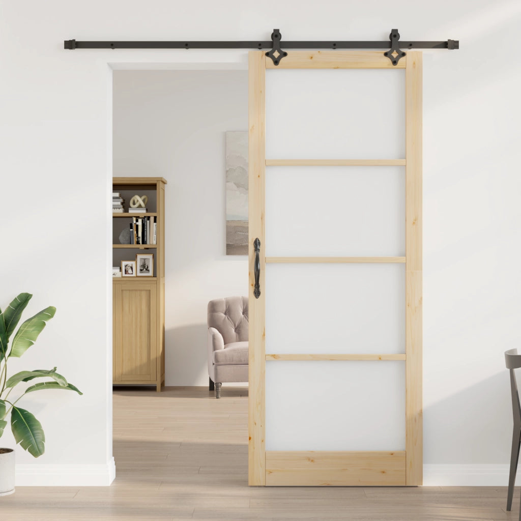 Porta Scorrevole  con Kit Hardware 93x232 cm Legno Massello Pino