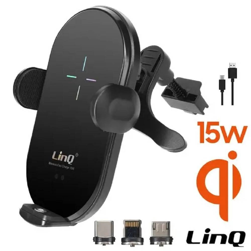 Trade Shop - Set Caricabatteria Wireless Per Auto 15w Smartphone 3 Connettori Magnetici Jjt963 -