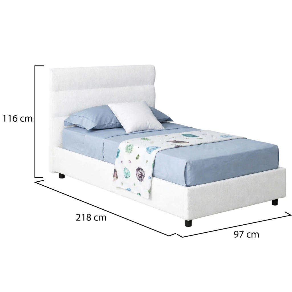 Brendola, Letto Singolo Materasso Incluso Made in Italy, Bianco