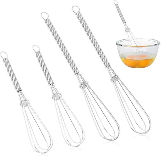 Set di Minigarde in Acciaio Inossidabile - 4 Pezzi - Dimensioni 13 cm/18 cm - Minigarde Piccola - Balloon Garde per la Cucina - Ideale per Mescolare/Rimescolare - Garde per la Cucina