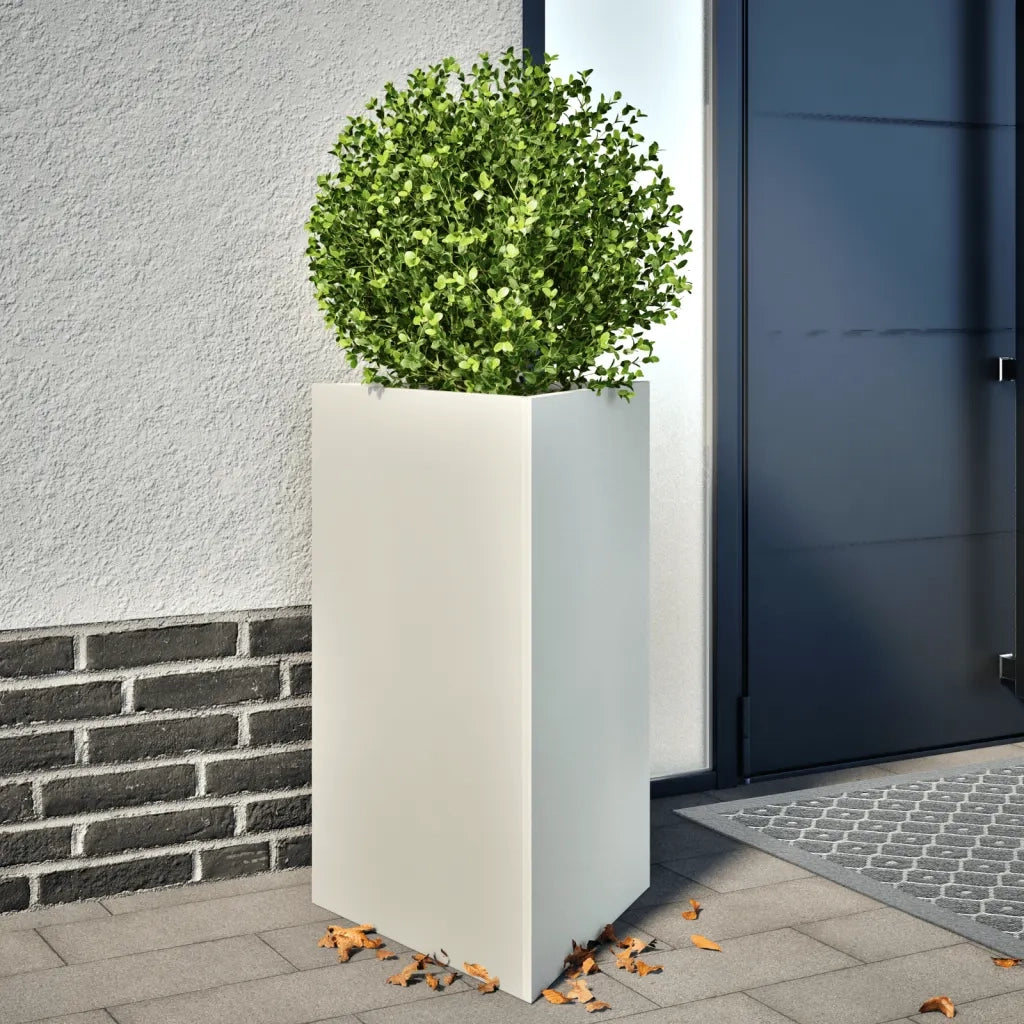 Fioriera | Cassetta per fiori | Vaso da Giardino Bianca Triangolare 50x43x75 cm in Acciaio