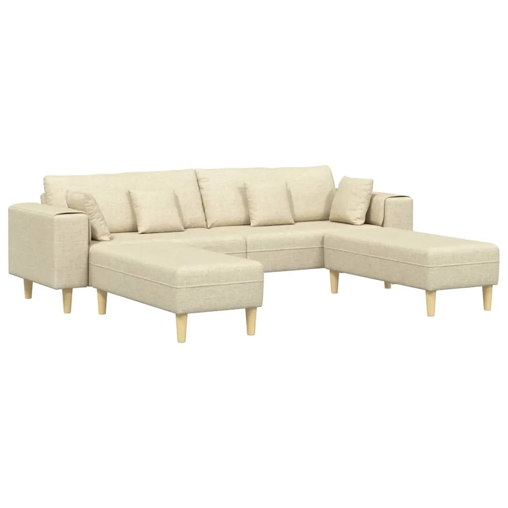 Divano in tessuto con cuscino 3 pcs Crema 208 cm Tessuto