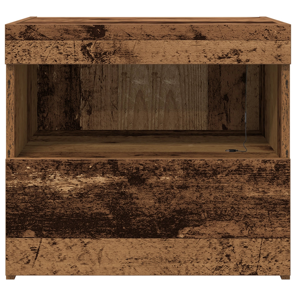 Armadi Laterali  con Luci LED 2 pezzi Legno Vecchio 50x40x45 cm