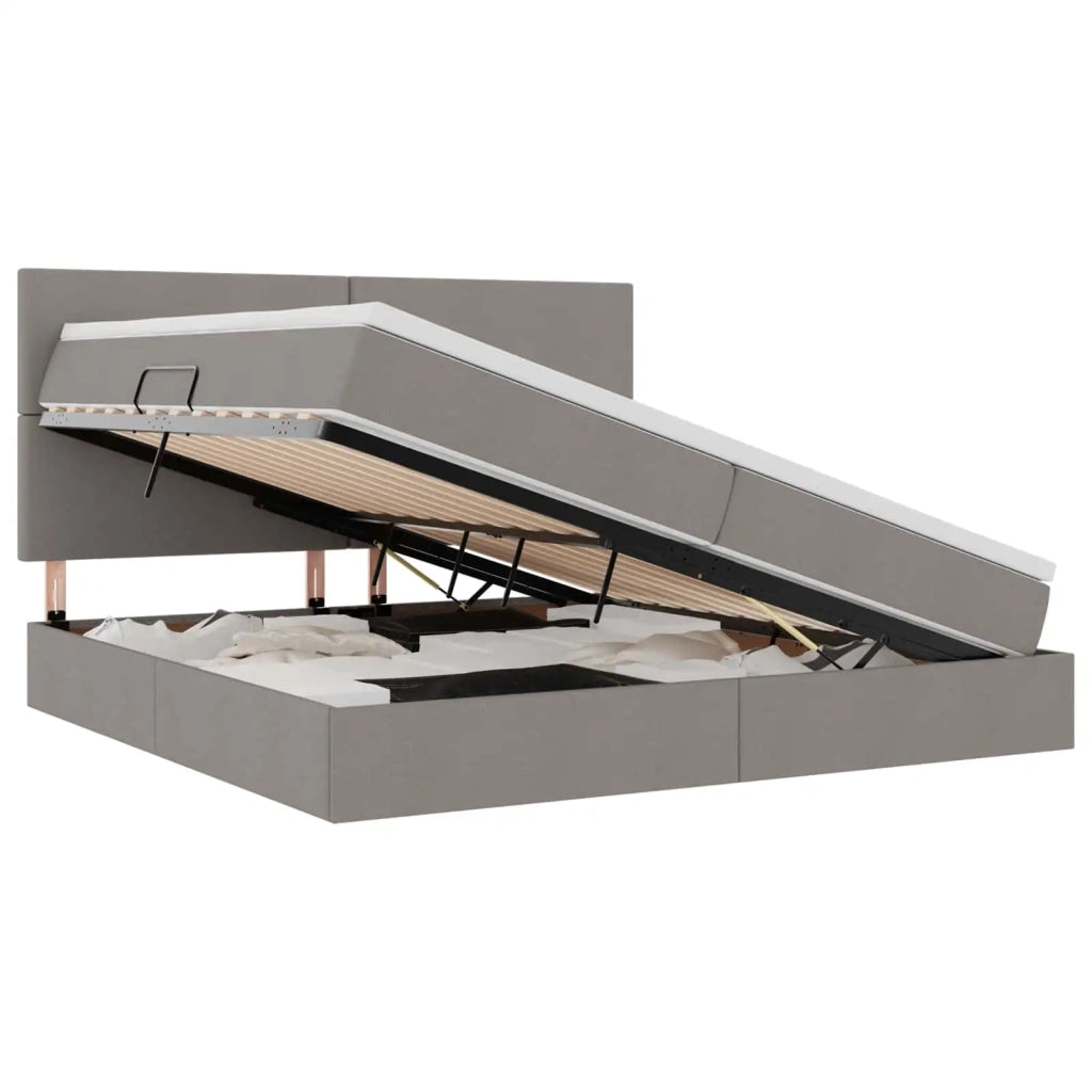 Letto con contenitore LED e materasso Tortora 200 x 200 cm