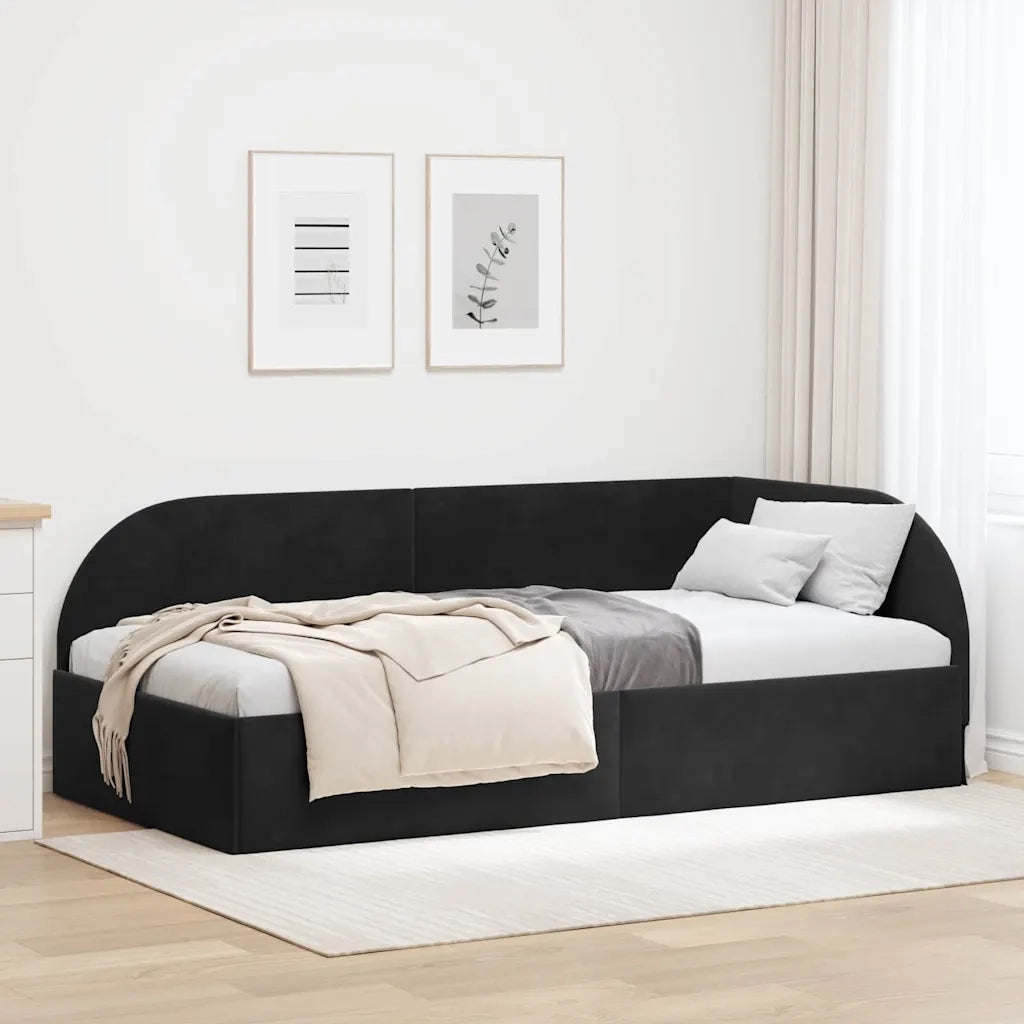Cornice del letto ad angolo Nero 100 cm x 200 cm Velluto 42016661