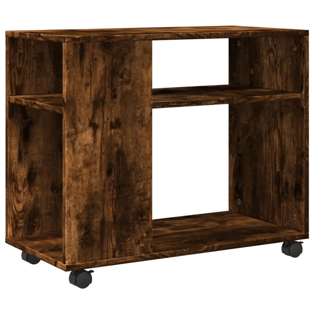 Tavolino con Ruote-Tavolino da soggiorno-Tavolo Rovere Fumo 70x35x60 cm in Truciolato