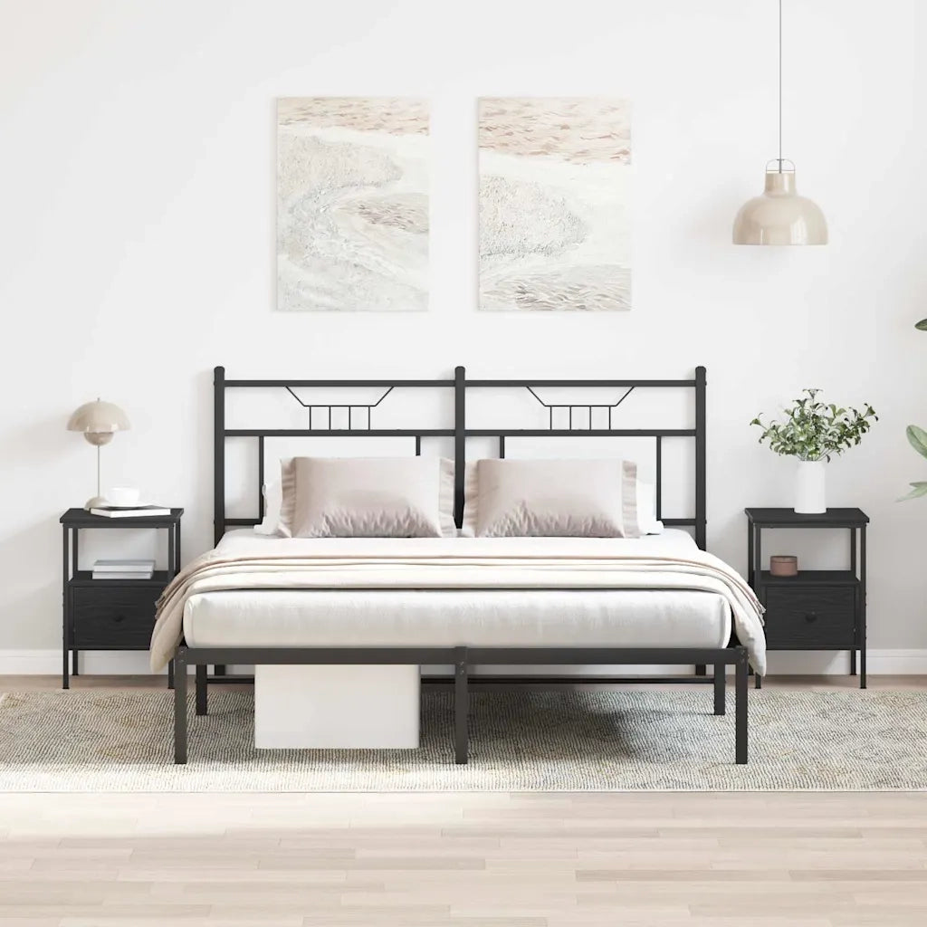 Armadio da Notte con cassetto 2 pcs Rovere Nero 34 x 36 x 50 cm 862924