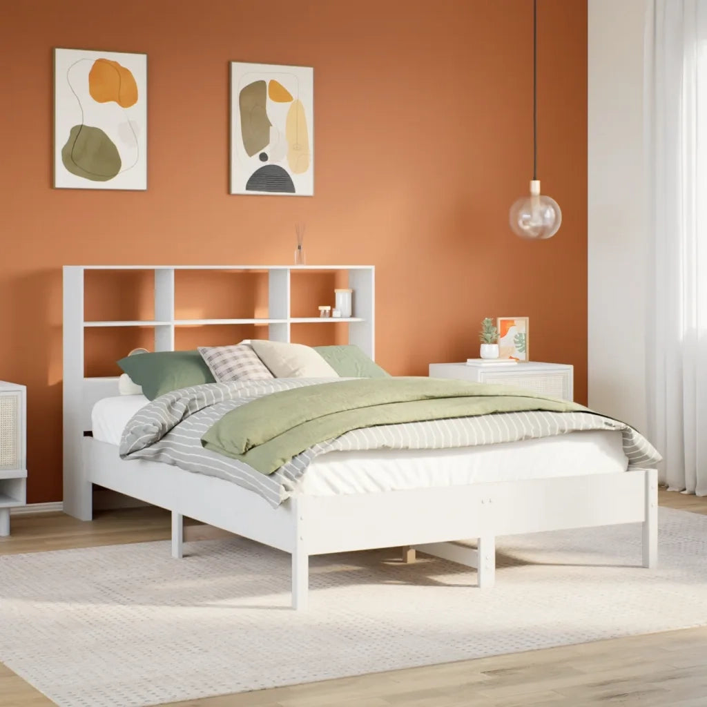 Letto Libreria senza Materasso Bianco 120x200 cm Legno di Pino 3322874