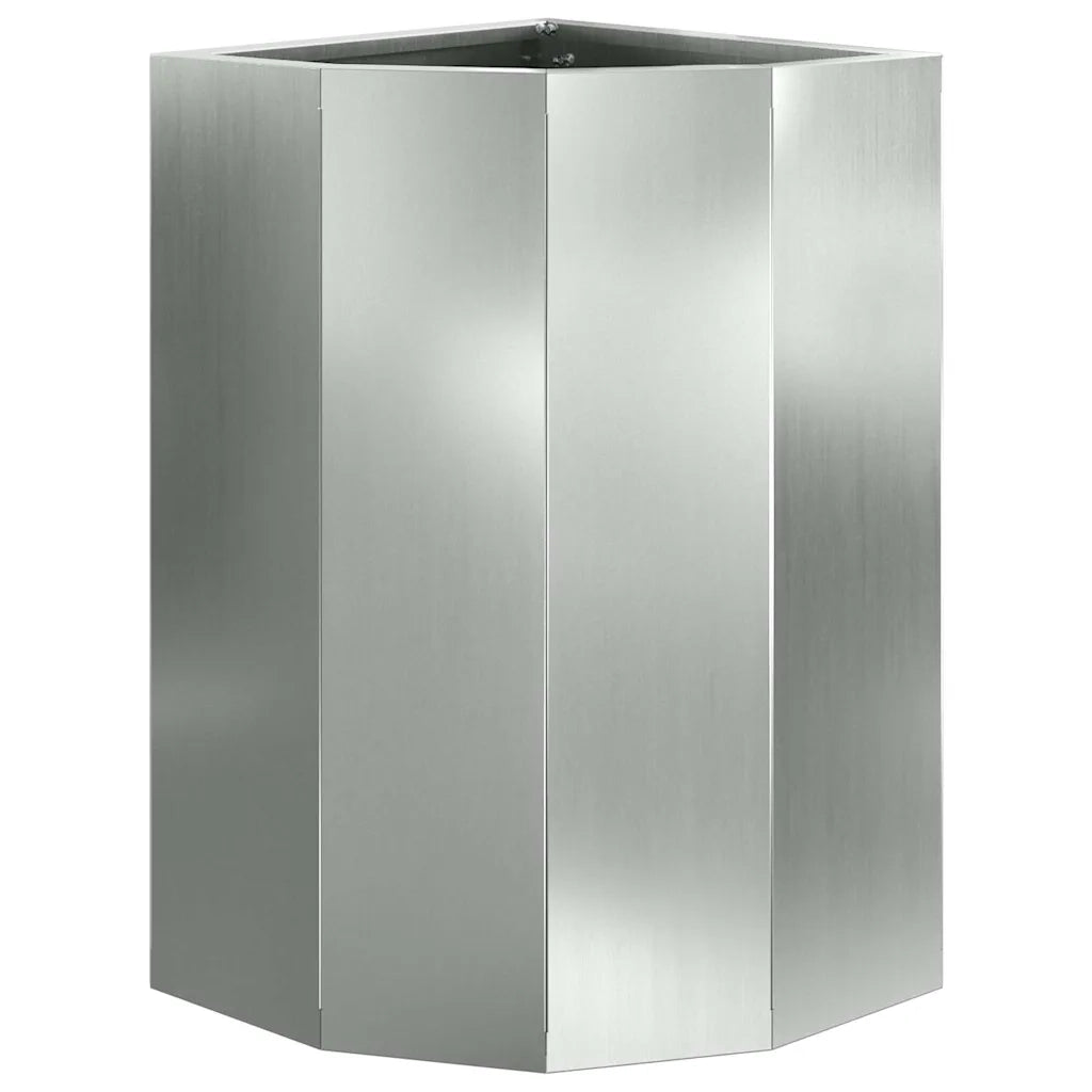 Vaso d'angolo-Fioriera-Contenitore per Piante Argento 30 x 30 x 50 cm Acciaio zincato