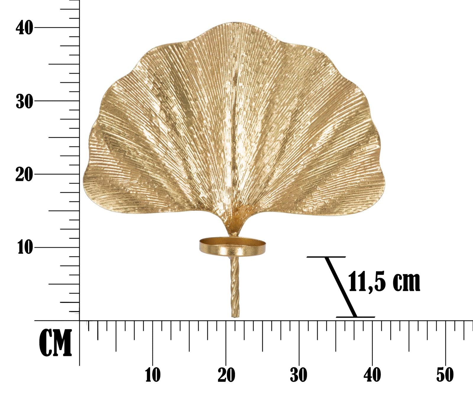 Portacandele da Muro Glam Leaf 41x11,5x40 cm in Ferro Oro