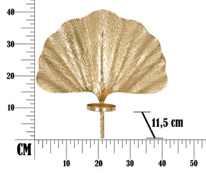 Portacandele da Muro Glam Leaf 41x11,5x40 cm in Ferro Oro