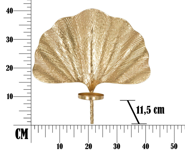 Portacandele da Muro Glam Leaf 41x11,5x40 cm in Ferro Oro