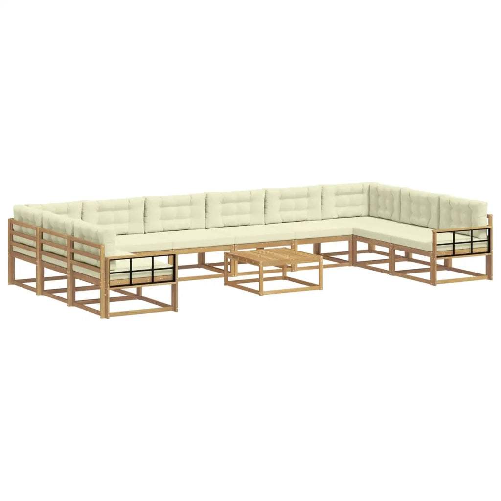 Set di divani da esterno con cuscino 11 pcs Bianco e Crema