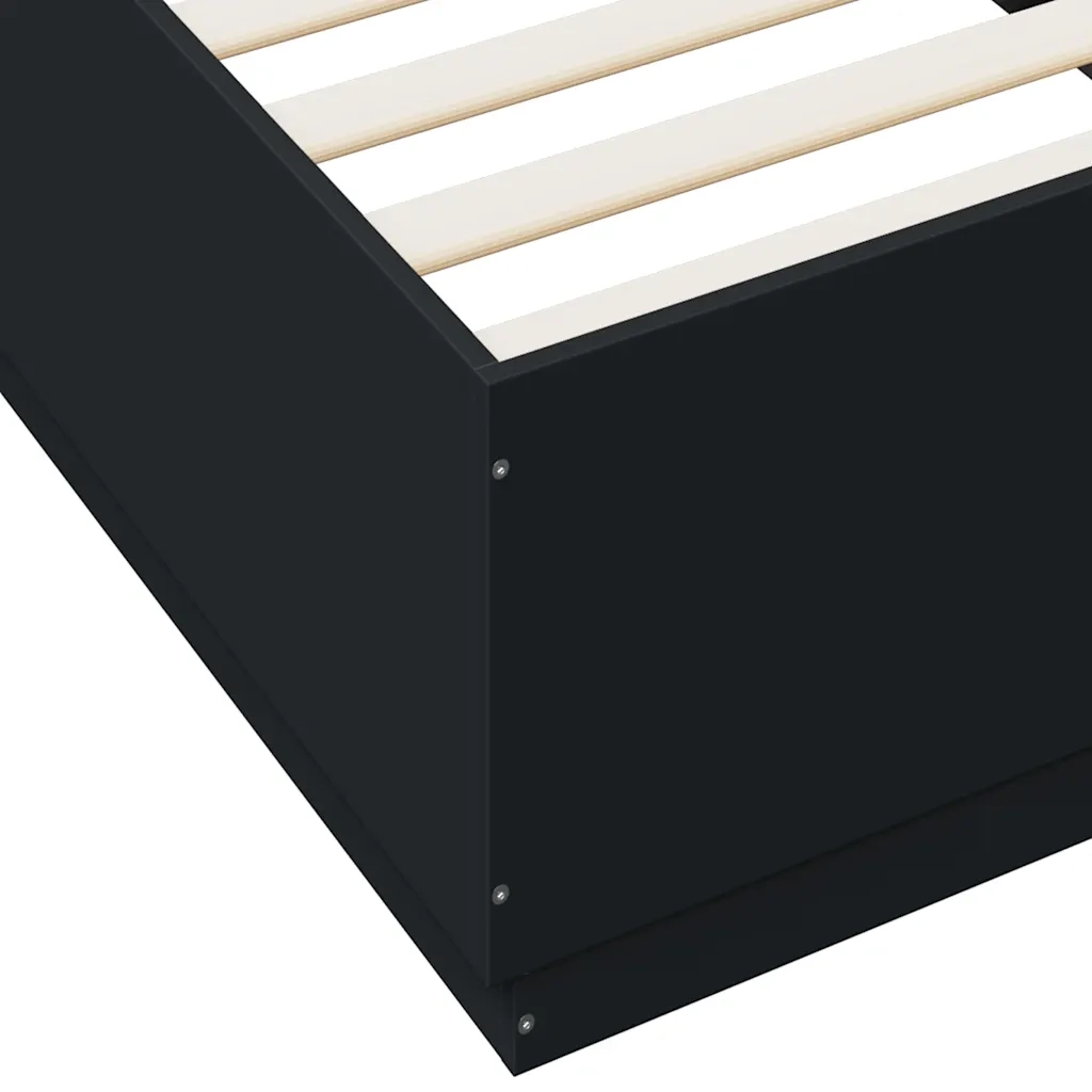 Giroletto con Luci LED Nero 90x200 cm in Legno Multistrato 3209633