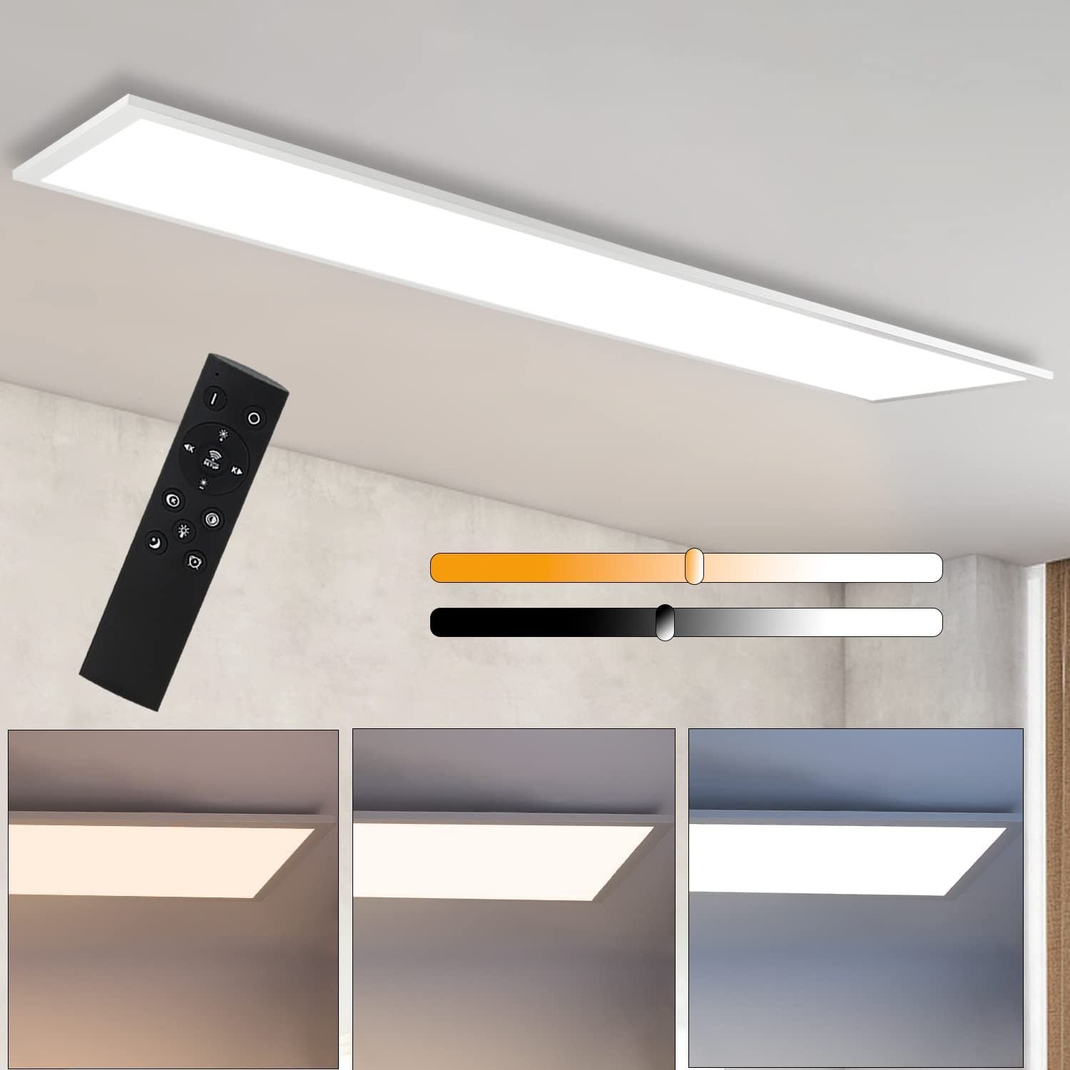 ZMH Lampada da soffitto LED di design da 120 cm con dimmer e telecomando per illuminazione interna