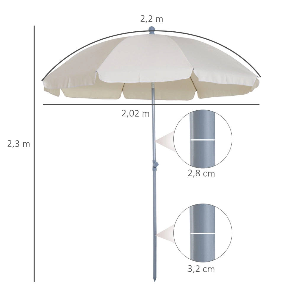 Ombrellone da Giardino ¨C zephmum ¨C Beige ?202 cm