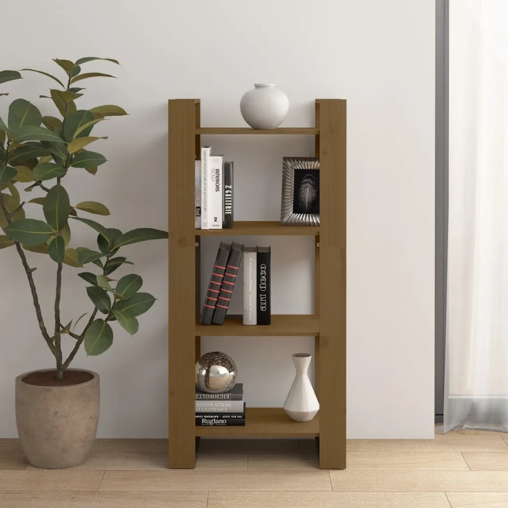 Libreria Divisorio-Scaffale per Libri-Mobile di Stoccaggio ambra 60x35x125 cm in Legno Massello