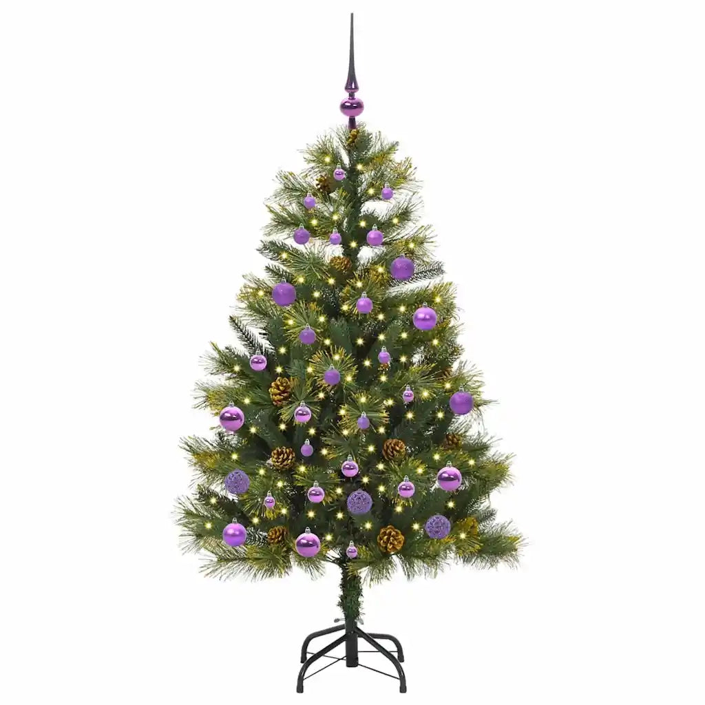 Albero di Natale artificiale pieghevole con coni Verde 150 cm 3395086