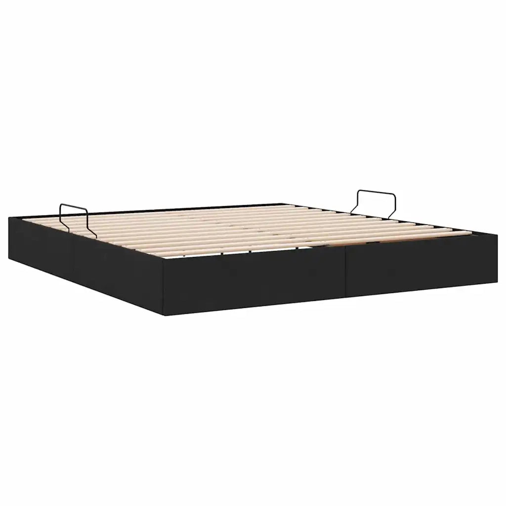 Letto con Contenitore con testiera Nero 180 x 200 cm Tessuto
