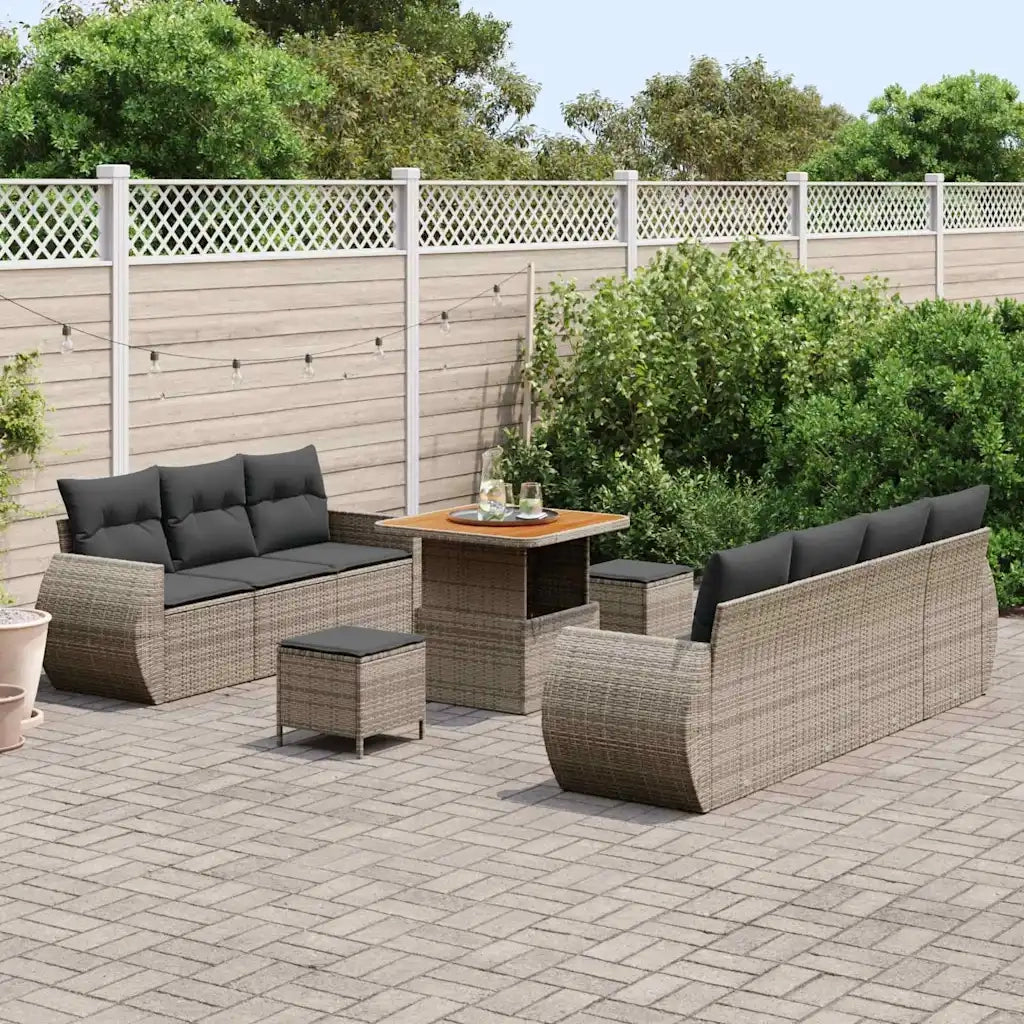 Set Divano da Giardino con cuscino 10 pcs Grigio polyrattan 3363788