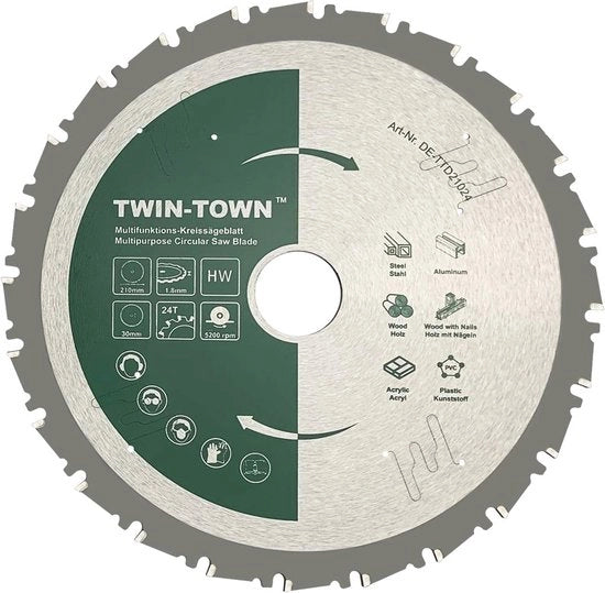 Lama circolare multifunzionale 210mm - Ideale per legno, acciaio, alluminio e acrilato