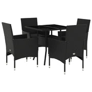 Set da Pranzo da Giardino con Cuscini 5 pz | Set Salotto da Giardino Polyrattan e Vetro