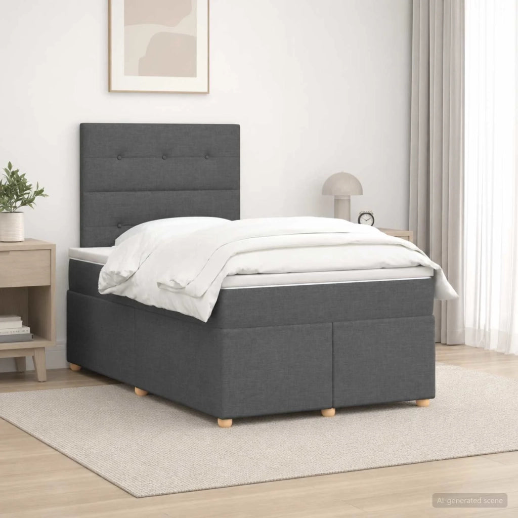 Letto box spring con materasso Grigio Scuro 120 x 190 cm 3455302