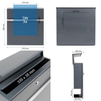 Cassetta postale con vano portagiornale V50 antracite + inox 370 x 105 x 370 mm