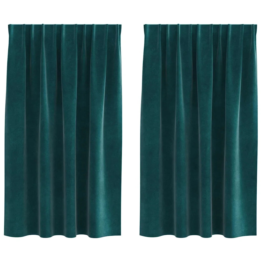Tende Oscuranti | Tende Blackout 2 pz Verde Scuro 140 x 140 cm Velluto