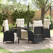 Set da Pranzo per Giardino con cuscino 5 pcs Nero polyrattan 3380529