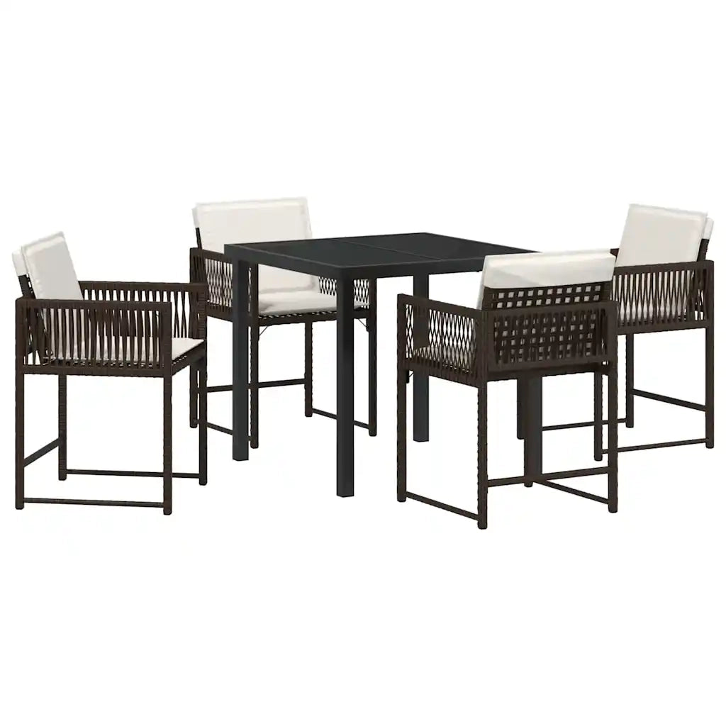 Set da Pranzo per Giardino 5 pcs Marrone polyrattan 3380753