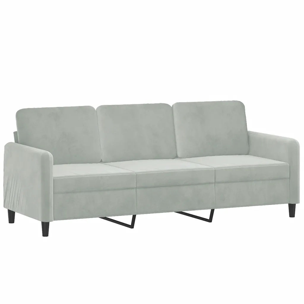 Divano a 3 Posti con Cuscini Grigio Chiaro 180 cm in Velluto 3200891