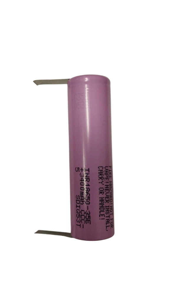 Batteria ricaricabile speciale Li-ion 18650 con linguette a saldare SAMSUNG INR18650-35E 3,7V 3450 mAh